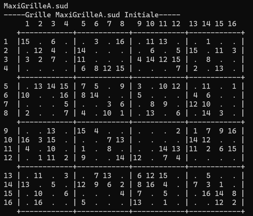 Résolution du jeu de sudoku